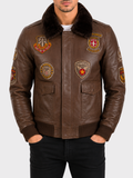 JWR3 Men's Aviator Bomber Jacket - Cocoa
