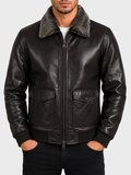BP9J Men's Pilot Aviator Jacket - Black/Snow Top