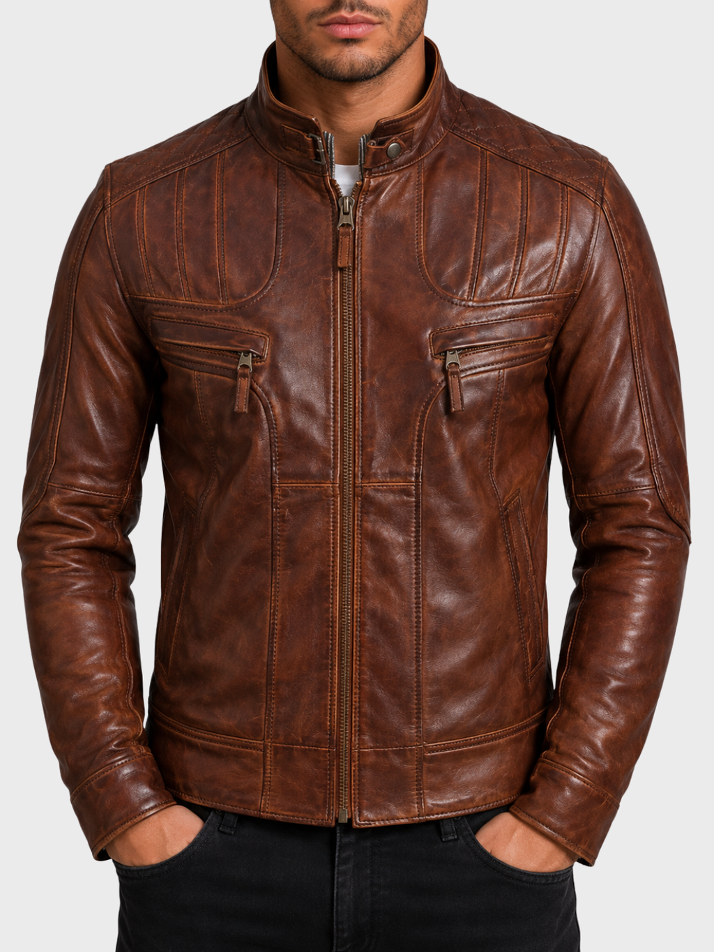 D4EN Men's Biker Jacket - Nevada Timber