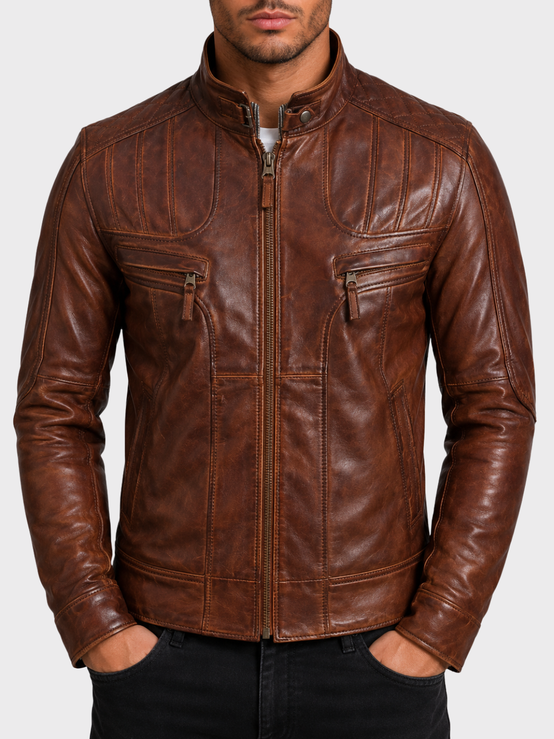D4EN Men's Biker Jacket - Nevada Timber